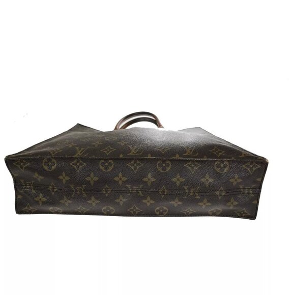 LOUIS VUITTON Logo Sac Plat Hand Tote Bag Monogram Leather Brown - Picture 5 of 16